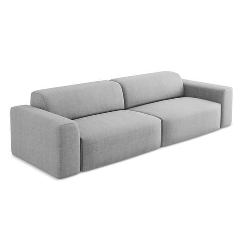 Canapé Modulable 4 Places Keli En Tissu Texturé Gris Clair