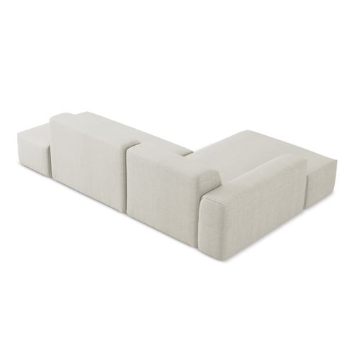 Canapé D'angle 3 Places Modulaire Droit Keli En Tissu Texturé Beige Clair