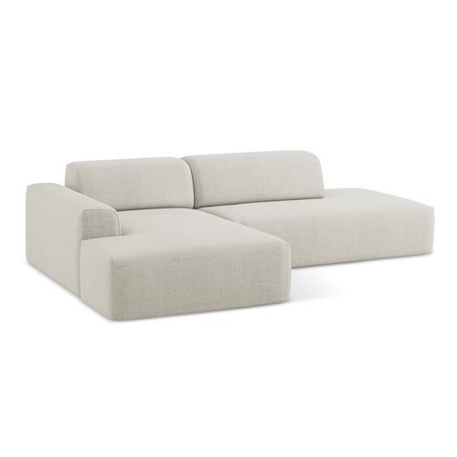 Canapé D'angle 3 Places Modulaire Droit Keli En Tissu Texturé Beige Clair