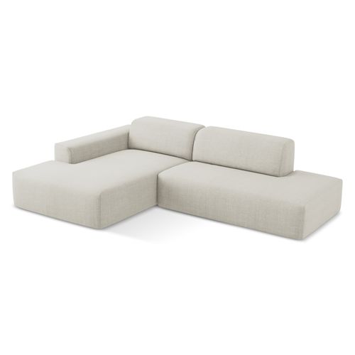 Canapé D'angle 3 Places Modulaire Droit Keli En Tissu Texturé Beige Clair