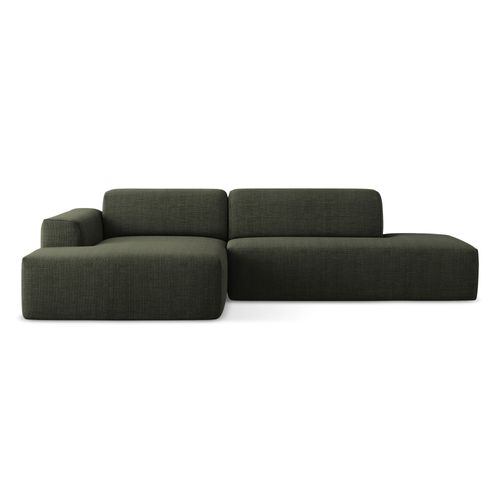 Canapé D'angle 3 Places Modulaire Droit Keli En Tissu Texturé Olive