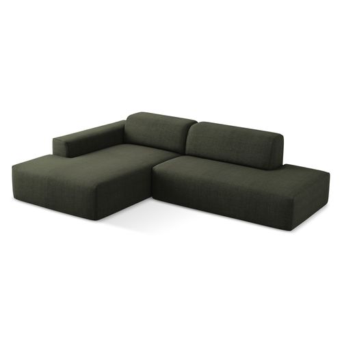 Canapé D'angle 3 Places Modulaire Droit Keli En Tissu Texturé Olive