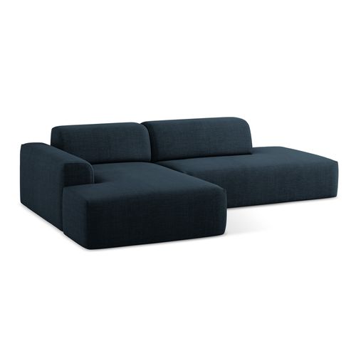 Canapé D'angle 3 Places Modulaire Droit Keli En Tissu Texturé Bleu Royal