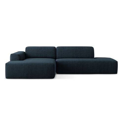 Canapé D'angle 3 Places Modulaire Droit Keli En Tissu Texturé Bleu Royal