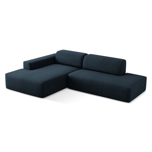 Canapé D'angle 3 Places Modulaire Droit Keli En Tissu Texturé Bleu Royal