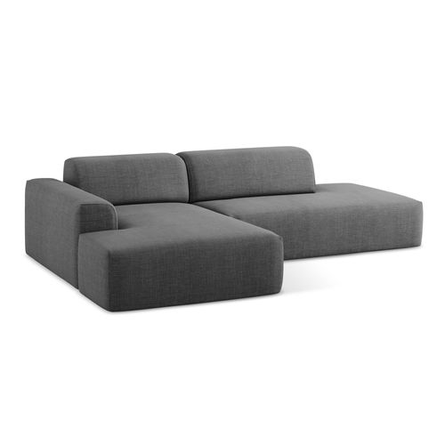 Canapé D'angle 3 Places Modulaire Droit Keli En Tissu Texturé Gris Foncé