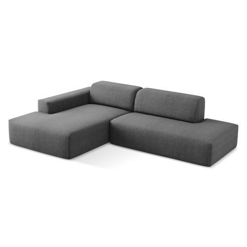 Canapé D'angle 3 Places Modulaire Droit Keli En Tissu Texturé Gris Foncé