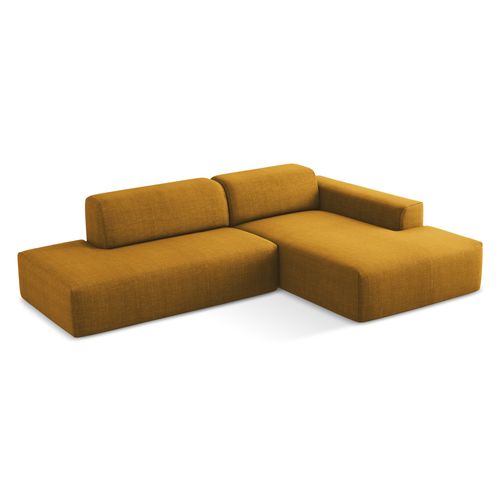 Canapé D'angle 3 Places Modulaire Gauche Keli En Tissu Texturé Moutarde
