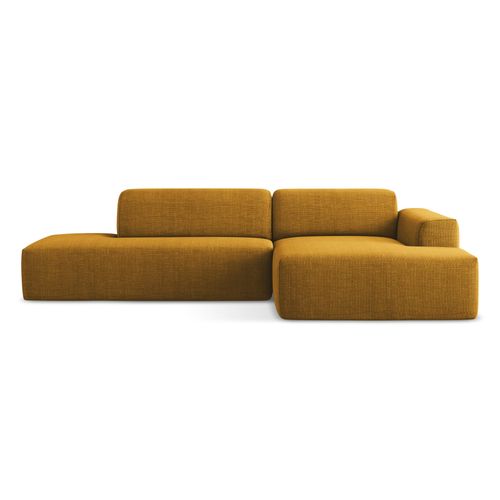 Canapé D'angle 3 Places Modulaire Gauche Keli En Tissu Texturé Moutarde