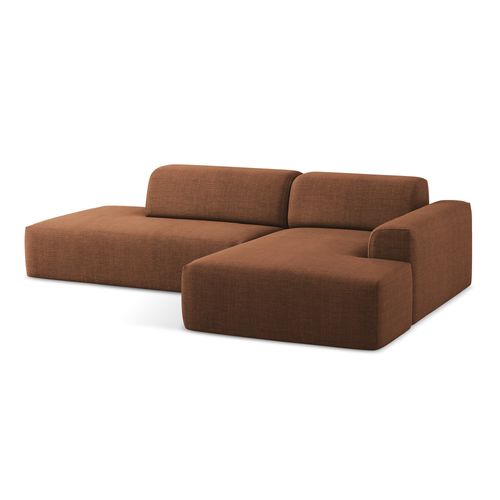 Canapé D'angle 3 Places Modulaire Gauche Keli En Tissu Texturé Terre Cuite