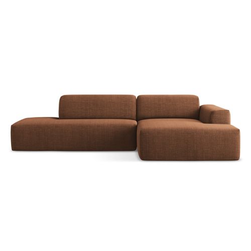 Canapé D'angle 3 Places Modulaire Gauche Keli En Tissu Texturé Terre Cuite