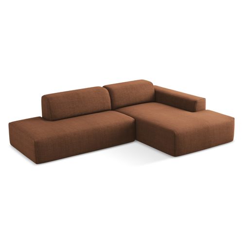 Canapé D'angle 3 Places Modulaire Gauche Keli En Tissu Texturé Terre Cuite