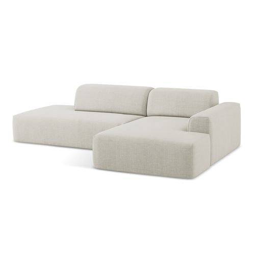 Canapé D'angle 3 Places Modulaire Gauche Keli En Tissu Texturé Beige Clair