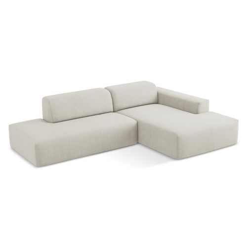Canapé D'angle 3 Places Modulaire Gauche Keli En Tissu Texturé Beige Clair