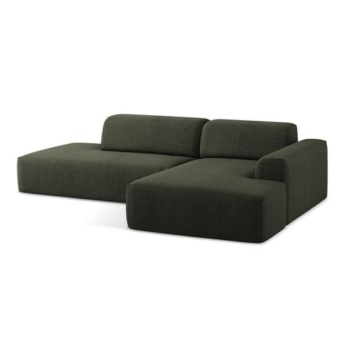 Canapé D'angle 3 Places Modulaire Gauche Keli En Tissu Texturé Olive