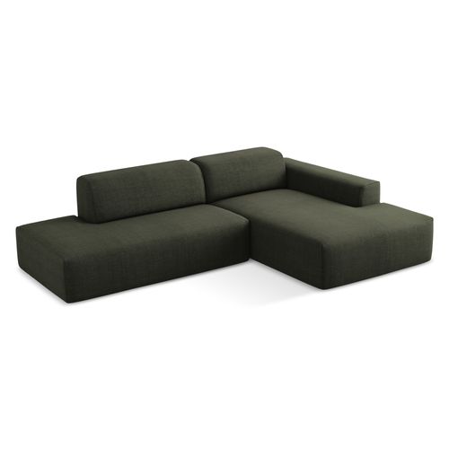 Canapé D'angle 3 Places Modulaire Gauche Keli En Tissu Texturé Olive