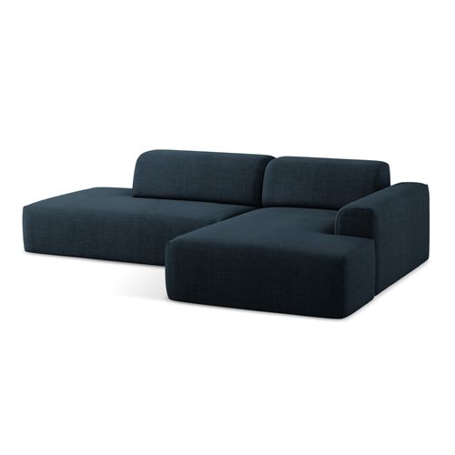 Canapé D'angle 3 Places Modulaire Gauche Keli En Tissu Texturé Bleu Royal