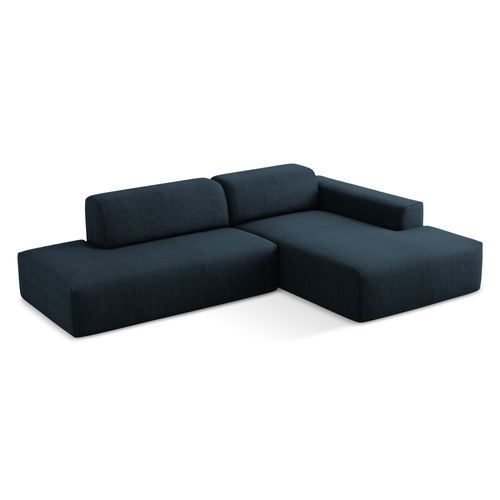 Canapé D'angle 3 Places Modulaire Gauche Keli En Tissu Texturé Bleu Royal