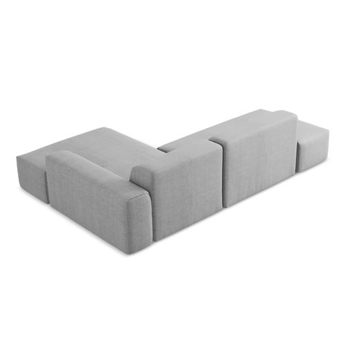Canapé D'angle 3 Places Modulaire Gauche Keli En Tissu Texturé Gris Clair