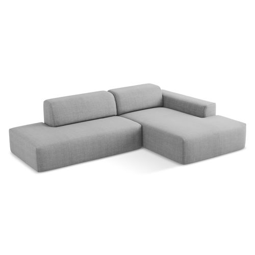 Canapé D'angle 3 Places Modulaire Gauche Keli En Tissu Texturé Gris Clair