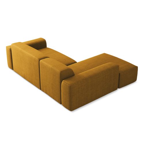 Canapé D'angle 3 Places Modulaire Gauche Keli En Tissu Texturé Moutarde