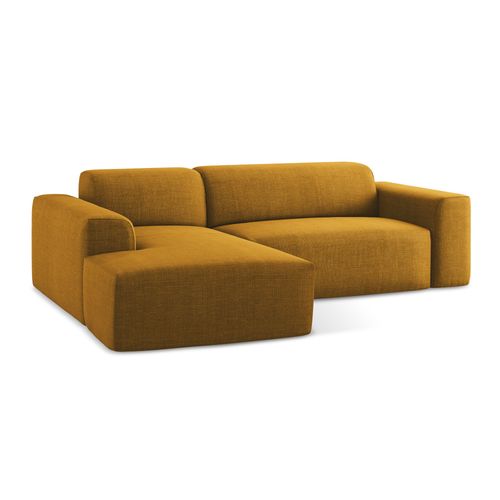 Canapé D'angle 3 Places Modulaire Gauche Keli En Tissu Texturé Moutarde