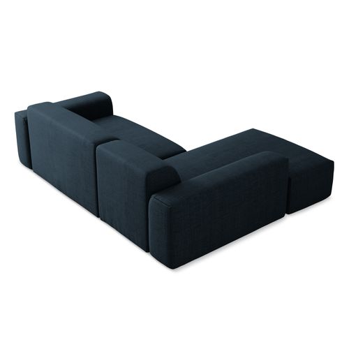 Canapé D'angle 3 Places Modulaire Droit Keli En Tissu Texturé Bleu Royal