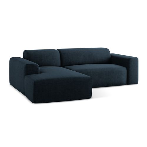 Canapé D'angle 3 Places Modulaire Droit Keli En Tissu Texturé Bleu Royal