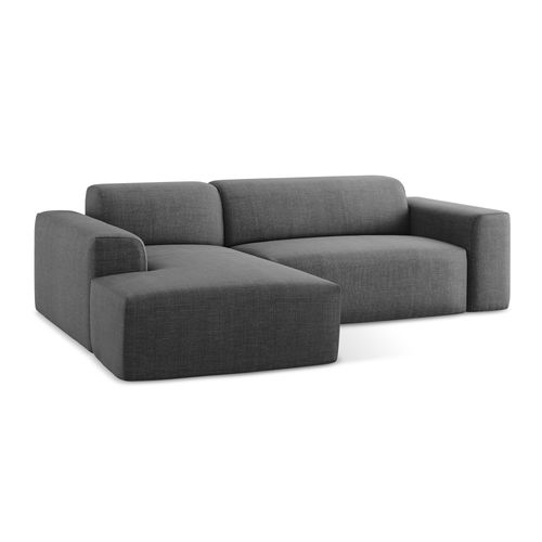 Canapé D'angle 3 Places Modulaire Droit Keli En Tissu Texturé Gris Foncé