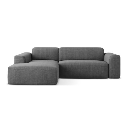 Canapé D'angle 3 Places Modulaire Droit Keli En Tissu Texturé Gris Foncé