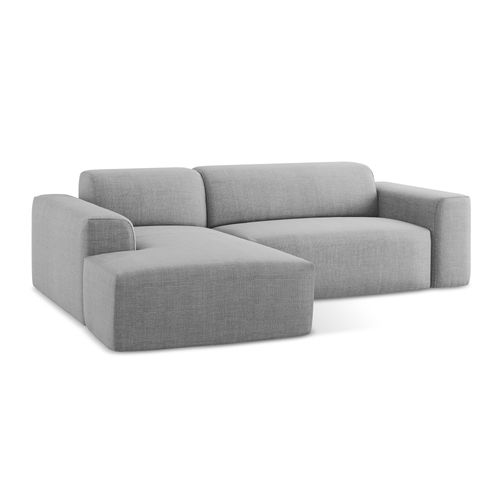 Canapé D'angle 3 Places Modulaire Droit Keli En Tissu Texturé Gris Clair