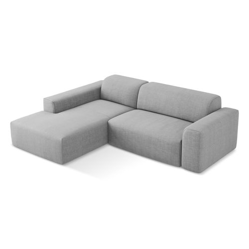 Canapé D'angle 3 Places Modulaire Droit Keli En Tissu Texturé Gris Clair