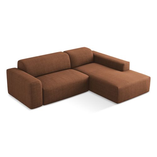 Canapé D'angle 3 Places Modulaire Droit Keli En Tissu Texturé Terre Cuite