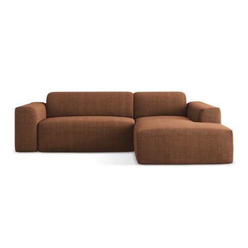 Canapé D'angle 3 Places Modulaire Droit Keli En Tissu Texturé Terre Cuite