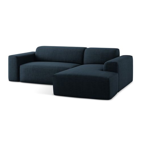 Canapé D'angle 3 Places Modulaire Droit Keli En Tissu Texturé Bleu Royal