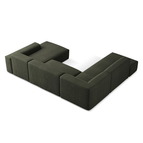 Canapé Panoramique 5 Places Gauche Keli En Tissu Texturé Olive