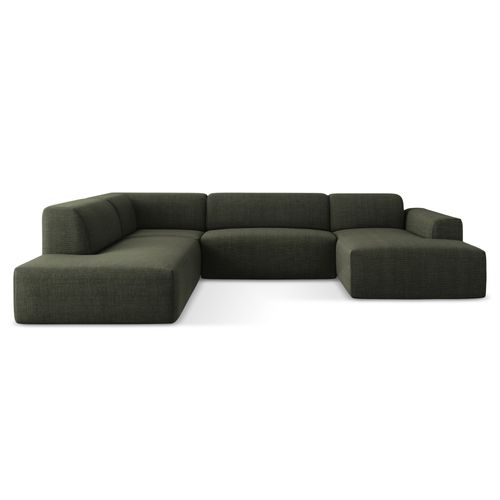 Canapé Panoramique 5 Places Gauche Keli En Tissu Texturé Olive