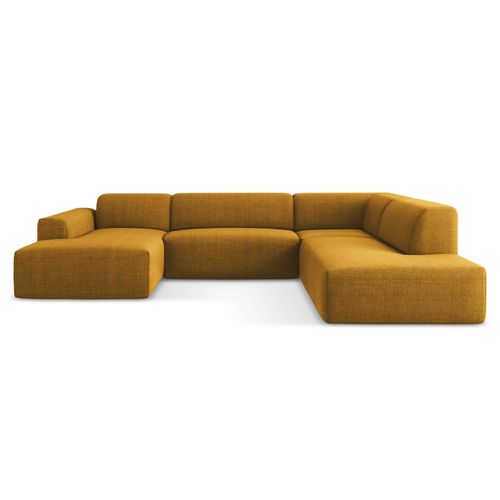 Canapé Panoramique 5 Places Droit Keli En Tissu Texturé Moutarde