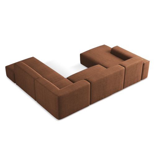 Canapé Panoramique 5 Places Droit Keli En Tissu Texturé Terre Cuite