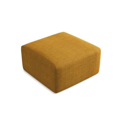 Pouf Keli En Tissu Texturé Moutarde