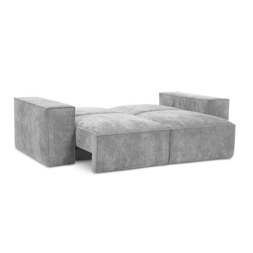 Canapé 2 Places Convertible Hana En Tissu Chenille Gris Clair