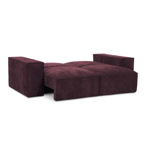 Canapé 2 Places Convertible Hana En Tissu Chenille Bordeaux