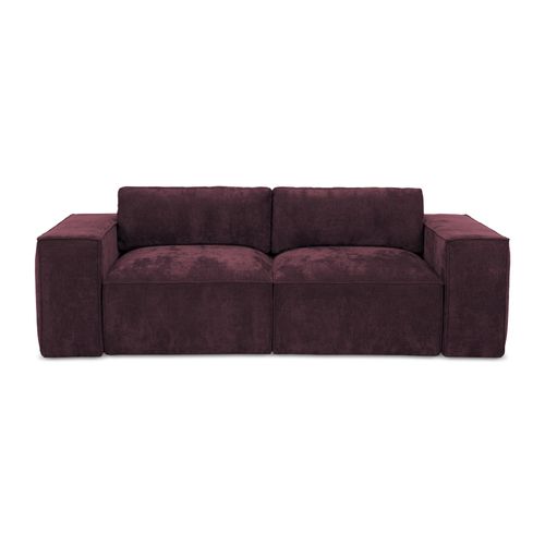 Canapé 2 Places Convertible Hana En Tissu Chenille Bordeaux