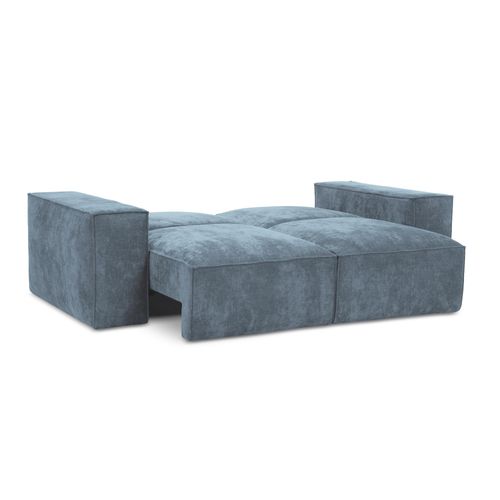 Canapé 2 Places Convertible Hana En Tissu Chenille Jeans