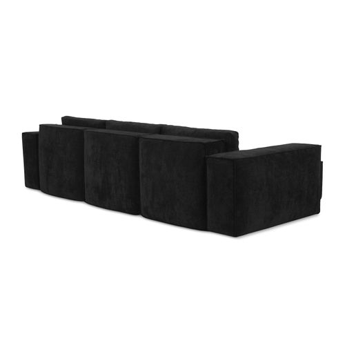 Canapé D’angle 3 Places Gauche Convertible Hana En Tissu Chenille Noir