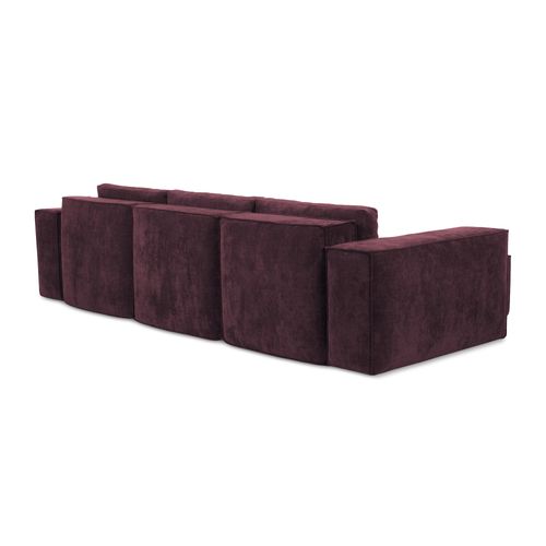 Canapé D’angle 3 Places Gauche Convertible Hana En Tissu Chenille Bordeaux