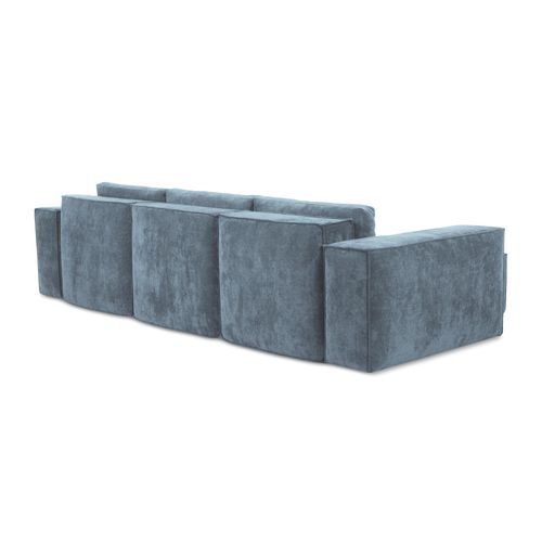 Canapé D’angle 3 Places Gauche Convertible Hana En Tissu Chenille Jeans