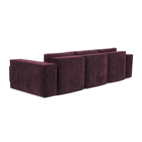 Canapé D'angle Droit Convertible Hana En Tissu Chenille Bordeaux