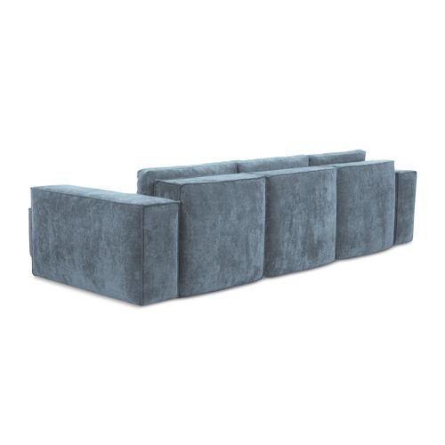Canapé D'angle Droit Convertible Hana En Tissu Chenille Jeans