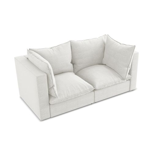 Canapé Modulable 2 Places Manao En Tissu Bouclette Blanc